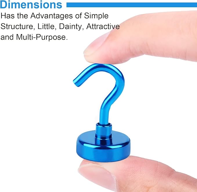 DIYMAG Magnetic Hooks, 30Lbs Strong Heavy Duty Cruise Magnet S-Hooks for Classroom, Fridge, Hanging, Cabins, Grill, Kitchen, Garage, Workplace and Office Etc, (20 Pack-Blue)
