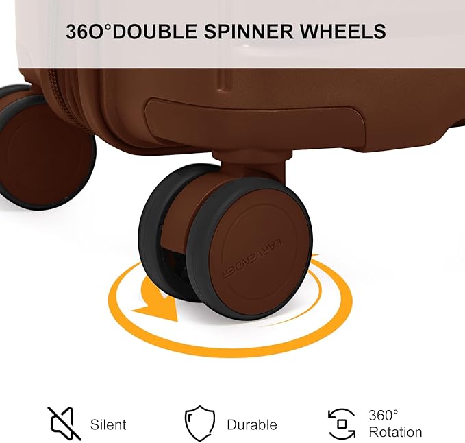 LARVENDER Luggage Sets 3 Piece, Expandable Hardside PP Carry On Luggage Suitcase with 360° Spinner Wheels TSA Lock Suitcase Set for Women Men, Maple