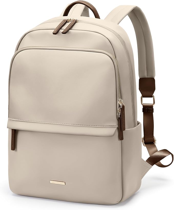 GOLF SUPAGS Laptop Backpack for Women Slim Computer Bag Work Travel College Backpack Purse Fits 15.6 Inch Notebook (Apricot)