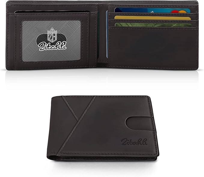 Zitahli Bifold Wallets for Men - Slim RFID Leather Credit Card Holder for 6-11 Cards, Minimalist Thin Wallet with ID Window & Cash Slot,Front Pockt Carteras Para Hombres, Birthday Gifts for Men | Slim, RFID Blocking, Premium, Front Pocket, Gift Box, Le...