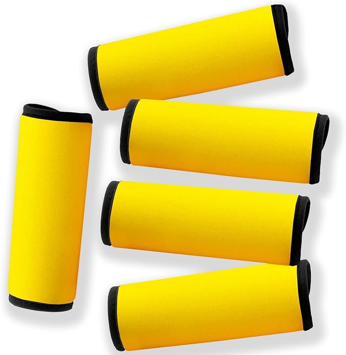 Neoprene Luggage Handle Wrap Fluorescent Colors Luggage Identifiers/Tags/Marker (Yellow(5 Pack))