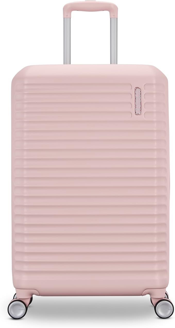 American Tourister Stratum 3.0 Medium 24-Inch Spinner, Airline Approved, Durable Hardside Luggage, Expands 1.5", RightHeight™ Adjustable Handle, Pink Blush