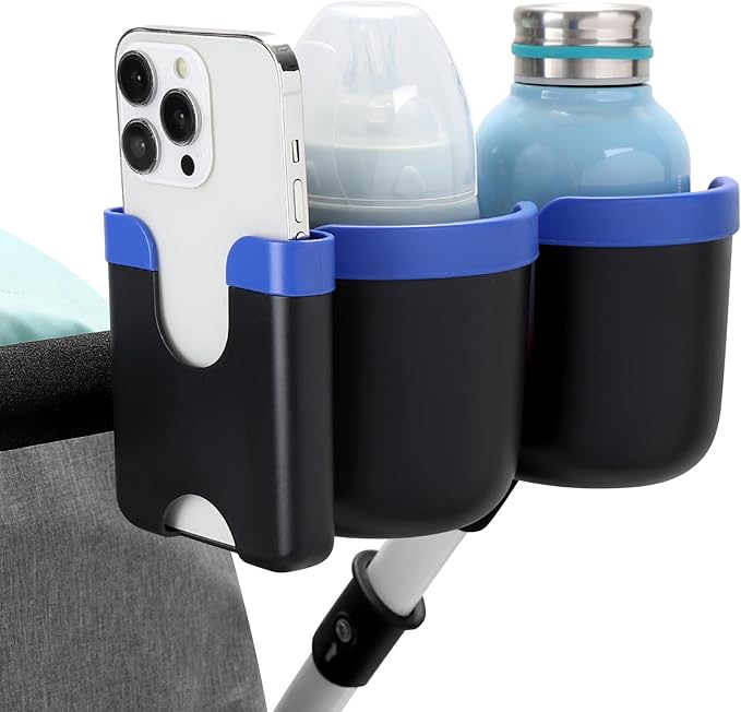 Accmor Stroller Cup Holder with Phone Holder, Bike Cup Holder, Universal Cup Holder for Uppababy Nuna Doona Strollers, 2-in-1 Cup Phone Holder for Stroller Bike Wheelchair Walker Accessory