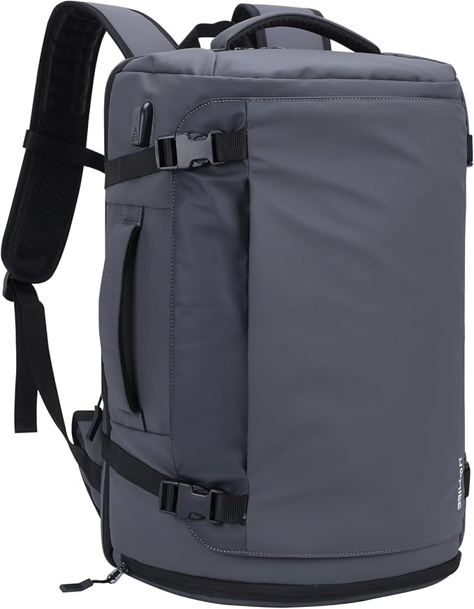 HOMIEE Travel Backpack 40L TSA Friendly Flight Approved Carry-on Luggage, Waterproof Business Computer Backpack Fits 17.3 Inch Laptop, Extra Large Weekender Bag with Shoe Compartment, Grey