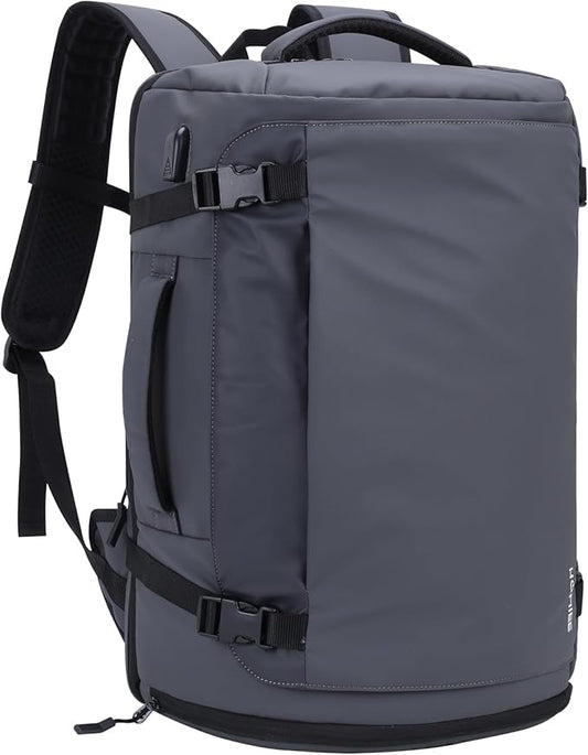 HOMIEE Travel Backpack 40L TSA Friendly Flight Approved Carry-on Luggage, Waterproof Business Computer Backpack Fits 17.3 Inch Laptop, Extra Large Weekender Bag with Shoe Compartment, Grey