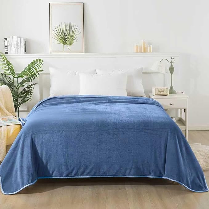 Soft Twin Size Blanket for All Season Lightweight Thermal Fleece Summer Autumn Fall Winter Spring Blankets for Twin/Twin XL Extra Long Bed Couch Sofa,66x90 Inches,Washed Blue