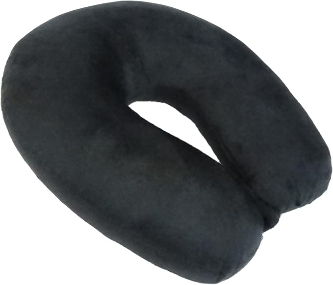 Adult Cozy Soft Microfiber Neck Pillow for Travel – Compact, Machine Washable - Perfect for Airplane, Car, or Home Use - Filled and Finished in The USA – Black