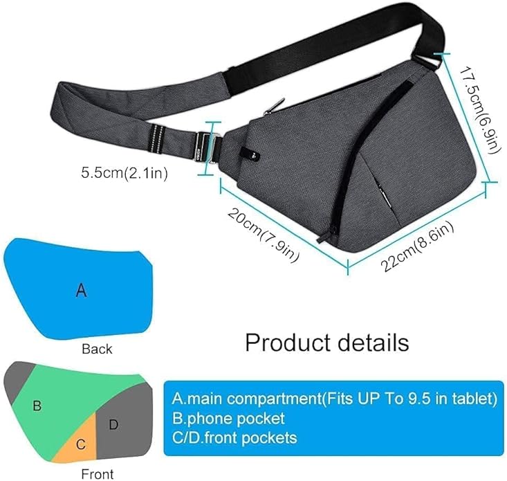 OSOCE Crossbody Sling Bag, Water-Resistant Anti Theft Chest Pack, Minimalist Commuter Daypack for Travel Hiking Work
