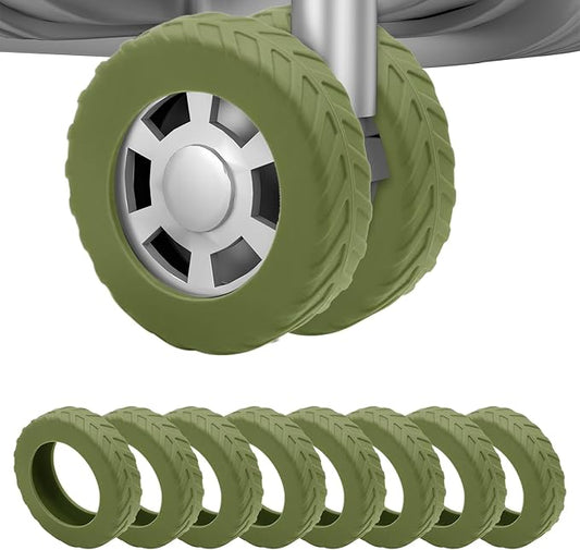 8Pcs Luggage Wheel Covers,Silicone Suitcase Cover for 2-2.4'' Spinner Wheel, Carry On Luggage Wheels Protector,Upgrade Suitcase Wheels Protective,Essential Travel Accessories(Army Green-L)