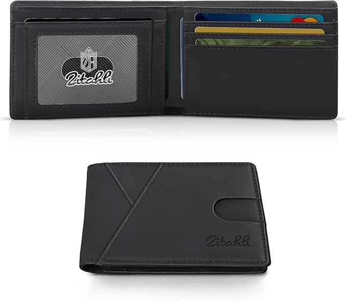 Zitahli Bifold Wallets for Men - Slim RFID Leather Credit Card Holder for 6-11 Cards, Minimalist Thin Wallet with ID Window & Cash Slot,Front Pockt Carteras Para Hombres, Birthday Gifts for Men | Slim, RFID Blocking, Premium, Front Pocket, Gift Box, Le...