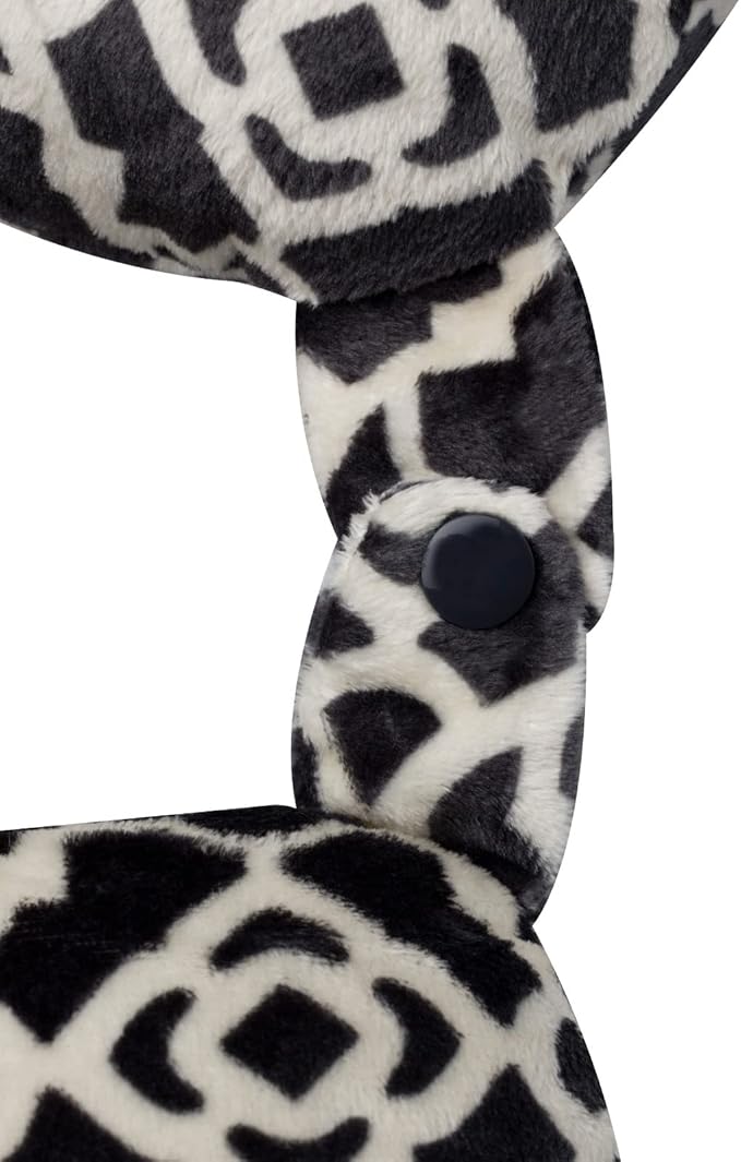 Adult Cozy Soft Microfiber Neck Pillow for Travel – Compact, Machine Washable - Perfect for Airplane, Car, or Home Use - Filled and Finished in the USA – Charcoal Trellis