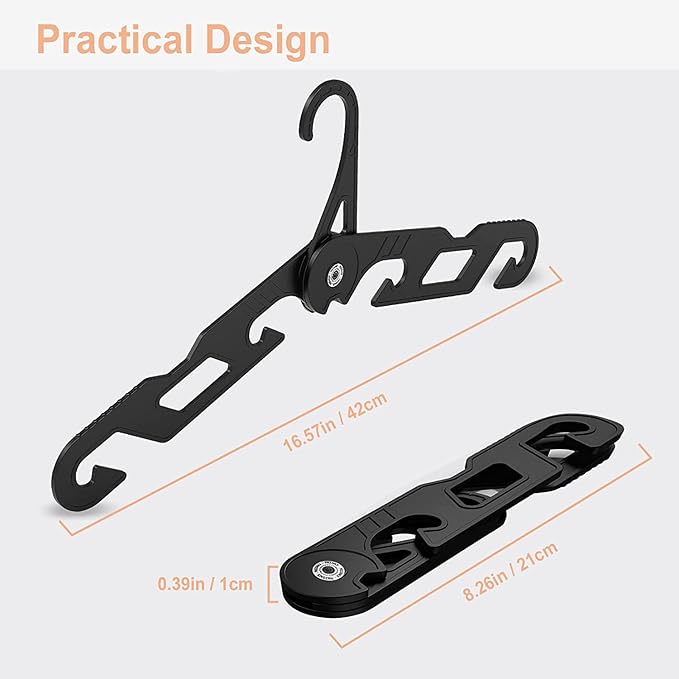 NICEDACK Premium Travel Hangers 3 Pack Portable Folding Clothes Hangers - Super Bearing Collapsible Hanger Foldable Clothes Drying Rack for Travel, Indoor and Outdoor Use (3 Pack Black)