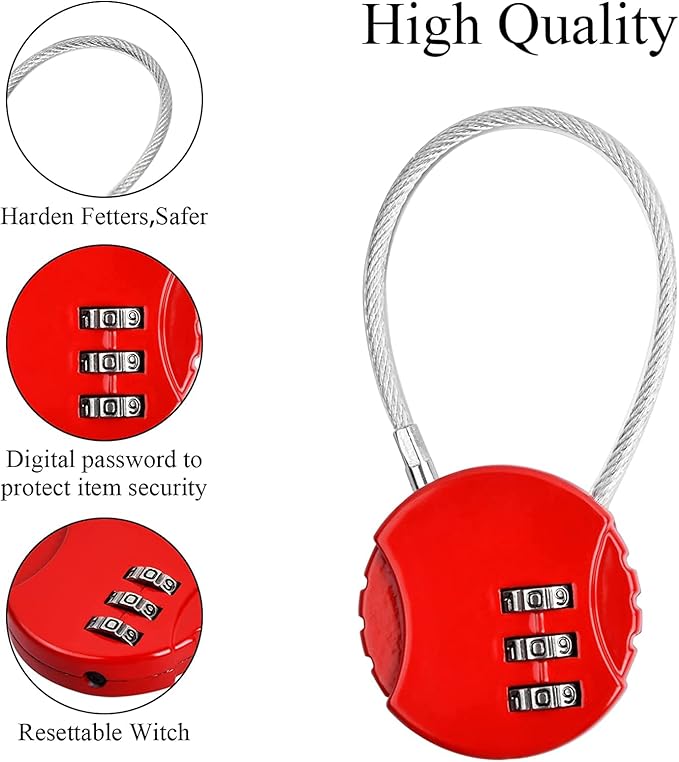 4 Pack Combination Padlock 3 Digit Luggage Lock Suitcase Lock, Outdoor Combination Lock Waterproof Small Lock for School, Gym Locker, Travel Bag (Multicolor)