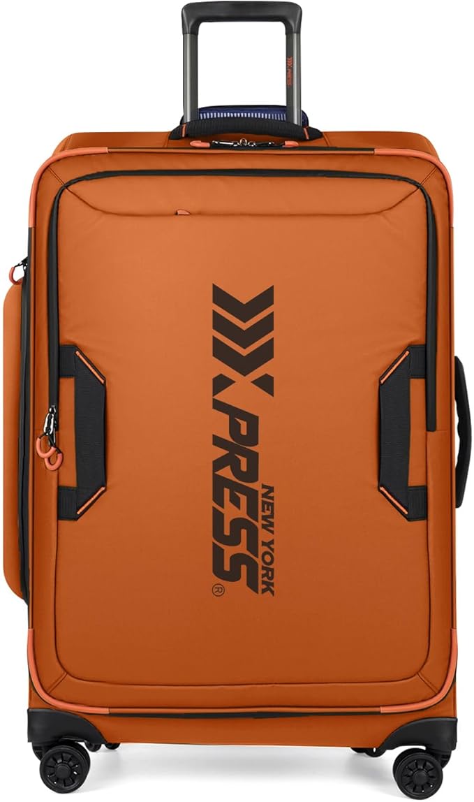 30'' Large Softside Suitcase,Luggage w/Spinner Wheels,Waterproof,Lightweight Travel Suitcase for Men/Women（Orange,30in）