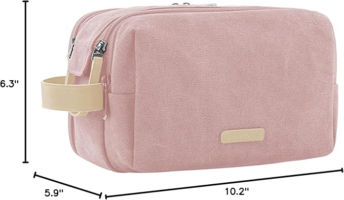 BAGSMART Toiletry Bag for Women, Cosmetic Makeup Bag Organizer, Travel Bag for Toiletries, Dopp Kit Water-resistant Shaving Bag for Accessories, Pink-Medium
