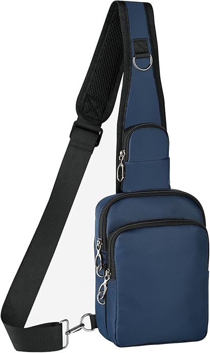 BROADREAM Mini Crossbody Sling Bag, Small Chest Bags Dual Pocket with Zipper Lock, RFID Blocking & Water Resistant Women Men