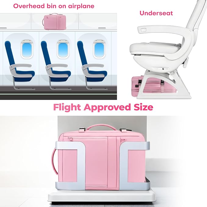 Travel Backpack for Women | Expandable Carry On Backpack with 17.3 Inch Laptop Compartment - Personal Item Travel Bags for Women Nurse Work Bag for Traveling Weekender Business College - Pink