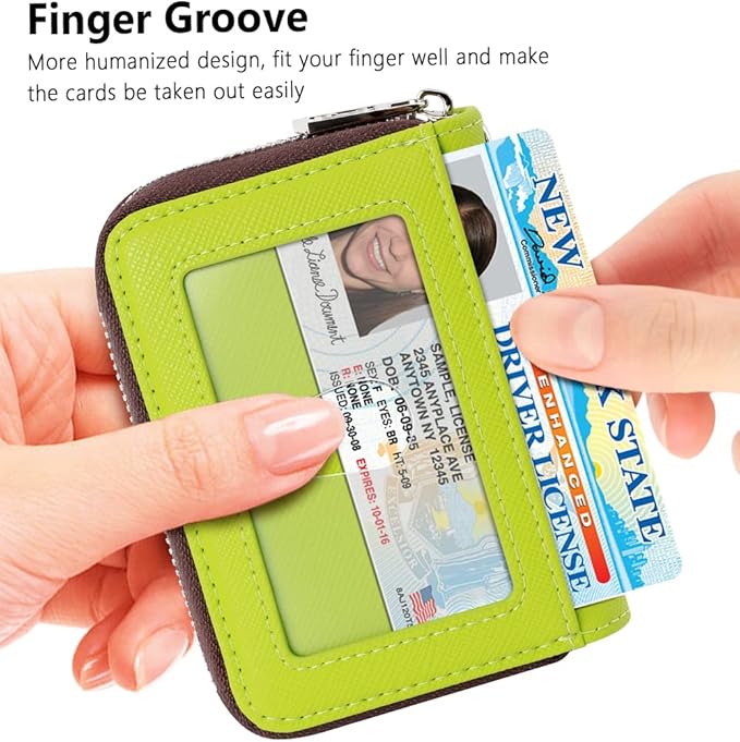 FurArt Zipper Wallet Women, RFID Blocking Credit Card Wallet, Business Card Holder, Compact Size KeyChain Wallet
