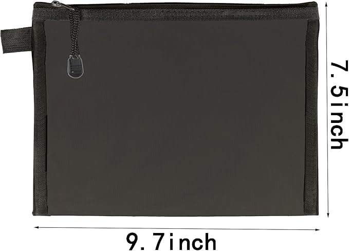 OZY 10 Pieces Nylon Zipper Mesh Pouch,Cosmetic Bags,Zipper Bags for Organizing Storage,Puzzle, Board Games,Multipurpose Travel Bags and Office Supplies (A5 Black)