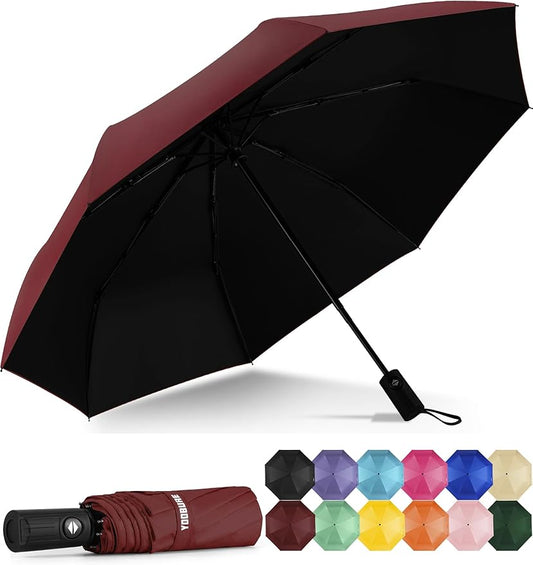 Yoobure Windproof Travel Umbrella - Automatic Umbrellas for Rain, Compact Folding Umbrella with UV Protection, Lightweight Portable Design for Backpack/Walking/Car, Sun & Storm Ready