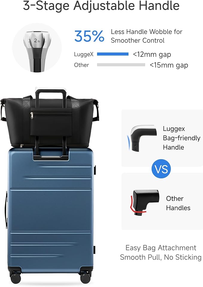 LUGGEX Top Opening Checked Luggage 26 Inch, FLA Aluminum Frame Trunk Style Luggage, Polycarbonate Hard Shell Suitcase (FX-Enhance, Blue, 80L)
