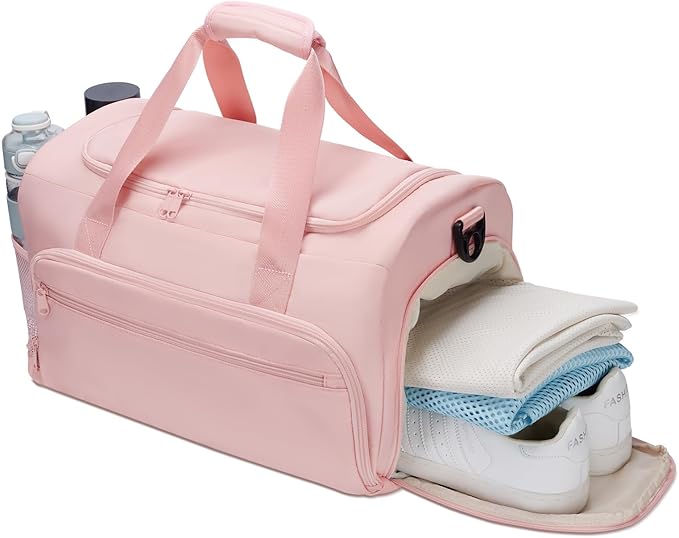 Gym Bag for Men Women, Sports Duffle Bags with Wet Pocket & Shoes Compartment, Water Resistant Overnight Duffel Bag