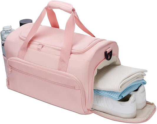 Gym Bag for Men Women, Sports Duffle Bags with Wet Pocket & Shoes Compartment, Water Resistant Overnight Duffel Bag