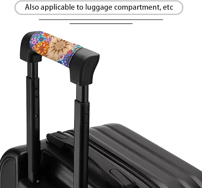 BIGCARJOB Boho Lotus Hippie Luggage Handle Wraps Set of 2 Pcs Identifier Travel Bag Wraps Women Suitcase Handle Sleeve Cover Door Handle Protector