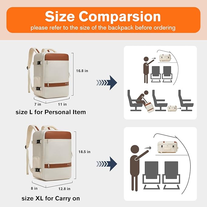Smart Suitcase-style Laptop Backpack, 25L / 35L Practical Travel Bag for Work, Leisure & Flight, Luggage-Style Commuter Pack (Beige, 25L)