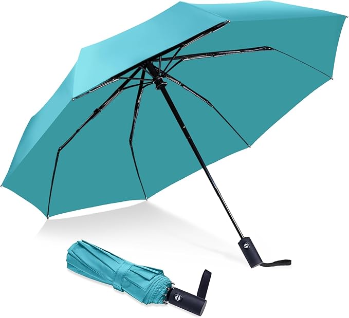 NPCQUN Travel Essentials Umbrella Windproof Compact Collapsible Light, Automatic, Strong and Portable, Wind Resistant Folding Small Umbrella for Rain