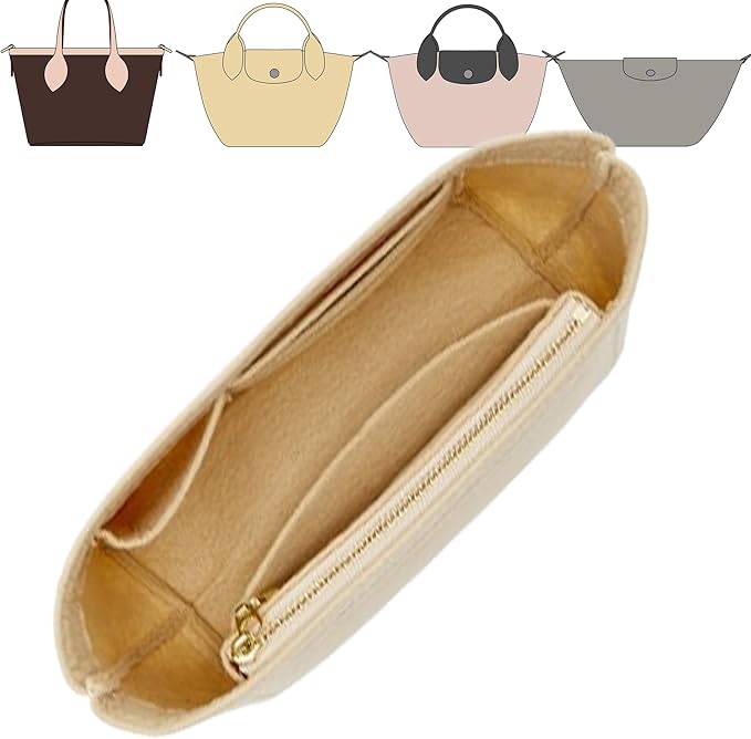 Doxo Purse Organizer Insert for Longchamp Mini/XS Handbags and Lv Neverfull BB (XS/BB,Beige)