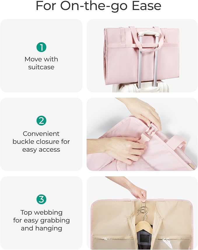 BAGSMART Garment Bags for Travel Foldable Carry on Suit Carrier for Hanging Clothes Stylish Dress Carrier Large Convertible Weekender Garment Bags for Women Men