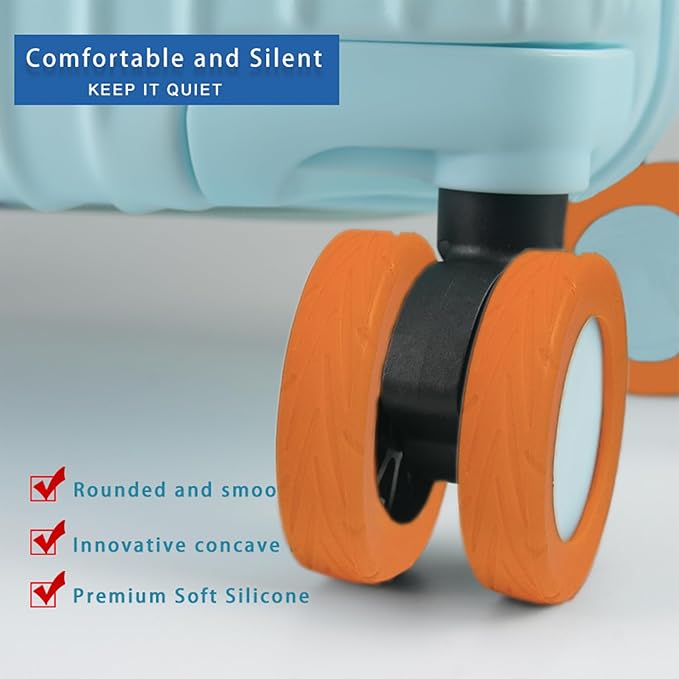 10 Pcs Upgrade Luggage Wheel Covers, Wear-Resistant, Noise-Reduction, Silicone Wheel Protective Covers for 2-2.4" Spinner Wheels, Carry-on Luggage Suitcases, Must Have Travel Accessories（Orange）