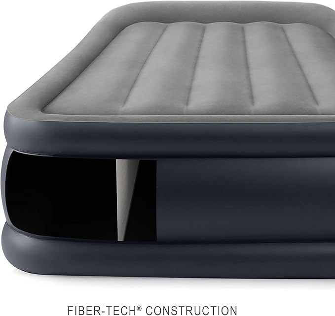 Intex 64131ED Dura-Beam Plus Deluxe Pillow: Fiber-Tech – Twin Size – Built-in Electric Pump-– 16.5in Bed Height-– 300lb Weight Capacity,(Pack of 3)