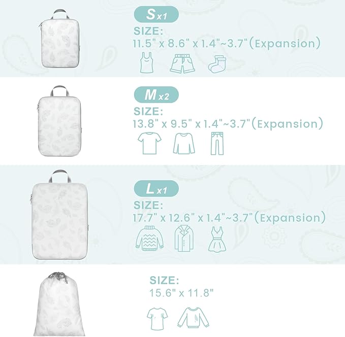 Cambond Compression Packing Cubes for Travel - Lightweight Expandable Travel Bags Luggage Organizers Travel Essentials Compression Cubes for Travel Space Saver for Carry on Suitcases Organizer