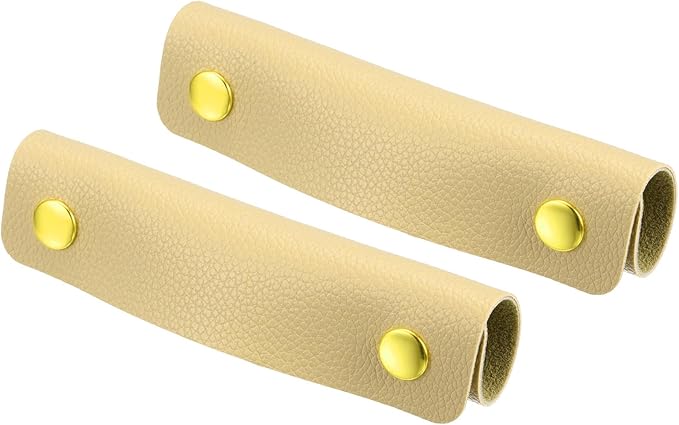 PATIKIL Luggage Handle Wrap, 2 Pack PU Handbag Grip Cover Protector Identifier with Clasp for Suitcase Grocery Shopping Bag, Apricot