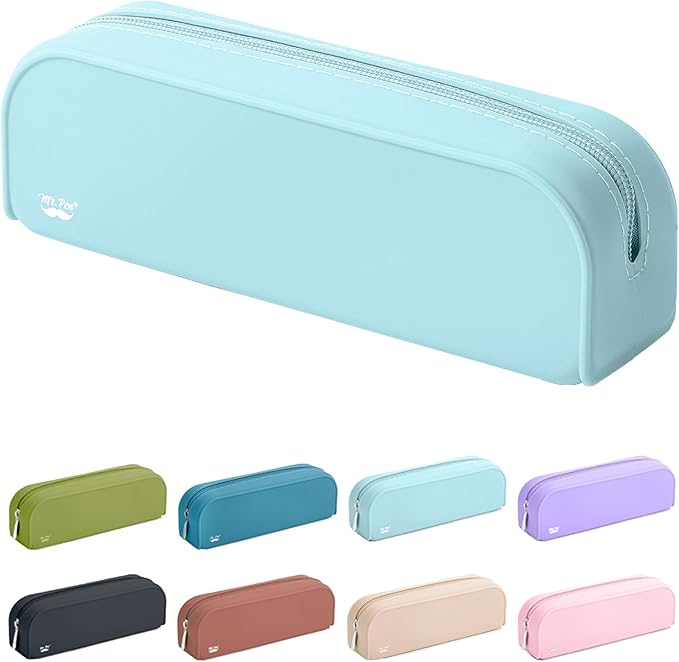 Mr. Pen- Silicone Pencil Case, Light Blue Pencil Pouch Aesthetic, Pencil Bag, Makeup Pouch