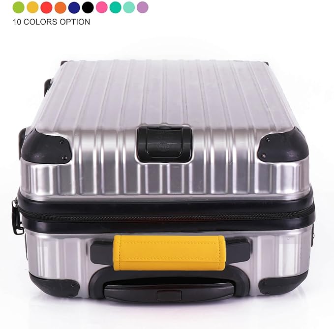 Luggage Handle Wrap 5 Pack-Leather Luggage Handle Wraps for Suitcase/Handbag/Duffel Bag/Car Bright Luggage Identfier/Handle Covers/Grips Luggage Accessories for Travel 3.0 (Yellow)