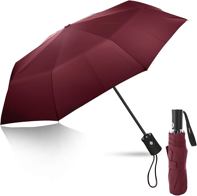 Travel Compact Umbrella, Folding Travel Umbrella for Rain and Shine Small, Windproof Automatic Open/Close, Portable Umbrellas
