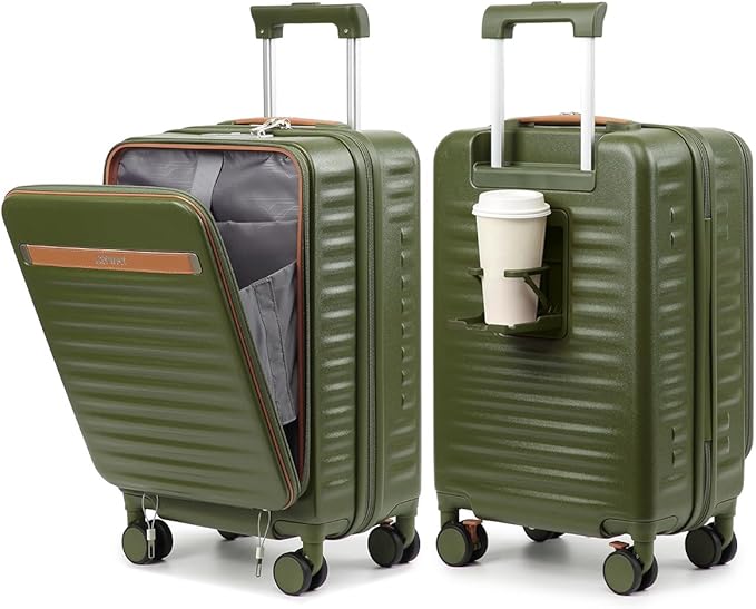 Joyway Carry on Luggage Airline Approved with Front Compartment and Cup Holder, 20 Inch Hard Shell Carry-on Suitcase with Spinner Wheels and TSA Lock for Women Men