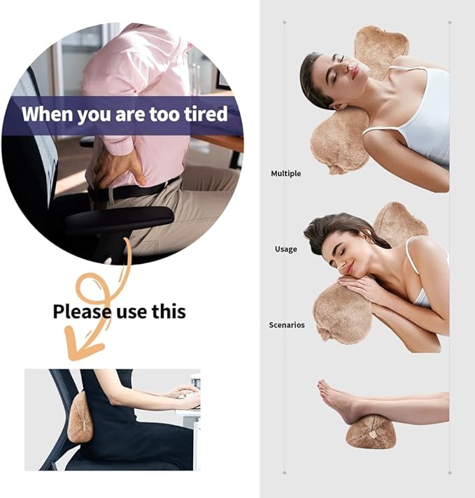 Head Recliner Pillow Adjustable Cotton Headrest Pillows for Recliner Chairs, Pain Relief Neck Support Pillow for Travel Home Sofa Armchair with Zipper Cover (Cream)