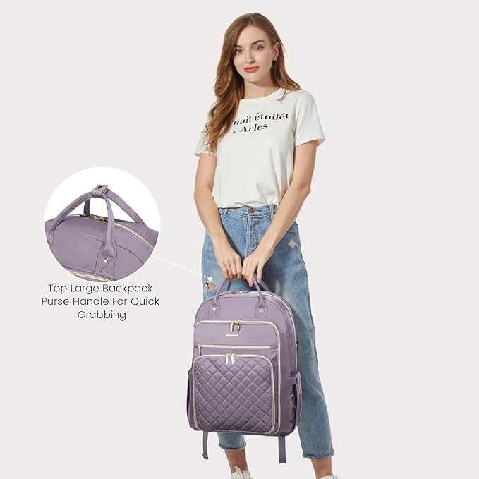 LOVEVOOK Laptop Backpack for Women, Water Resistant Travel Work Backpacks Purse Stylish College Business Teacher Nurse Computer Bag with USB Charging Port, Fits 17" Laptop