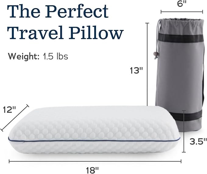 Weekender Gel Memory Foam Camping Pillow - Travel Essentials & Must Haves - Camping Gear & Accessories - Contouring Neck Support - Small Size Compatible for Car, Airplane, and Beach - 1 Pack