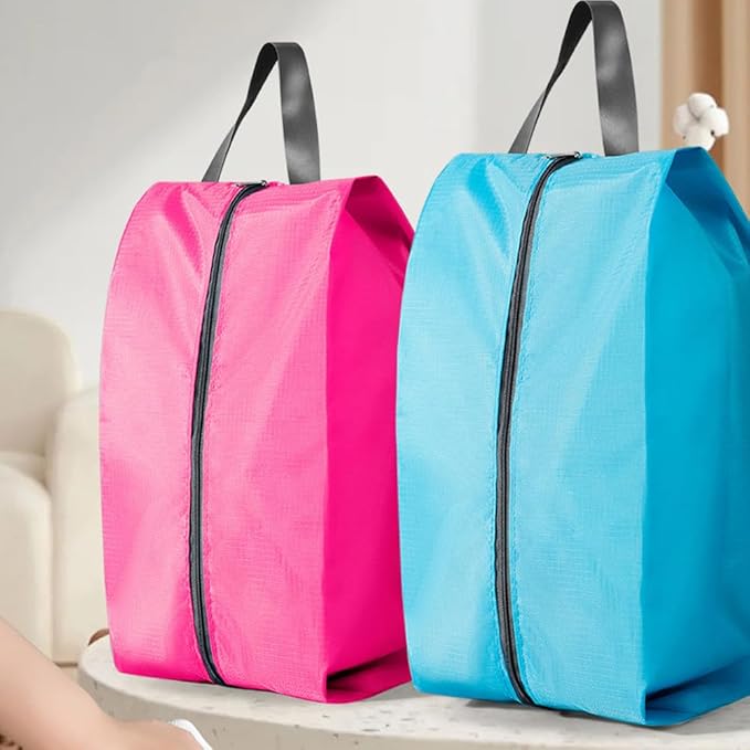 5Pcs XL Travel Shoe Bags Portable Travel Gifts Shoe Organizer with Zipper Closure, Waterproof Nylon Shoe Storage Organizer with Handle Travel Bags For Men and Women, Blue