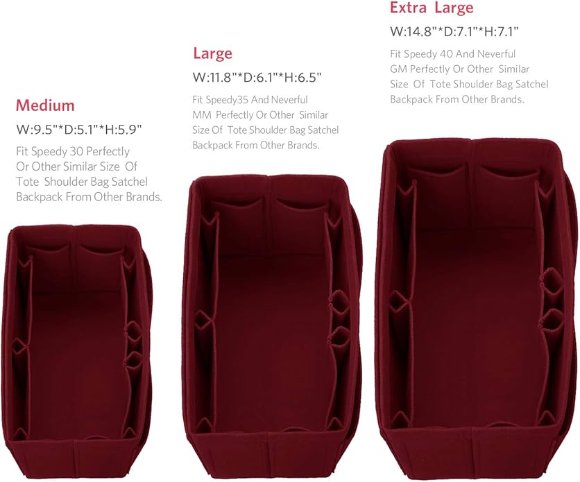 ZTUJO Felt Purse Organizer, Multi Pocket Bag in Bag Organizer For Tote & Handbag Shaper, Speedy 30, Speedy 35 and Speedy 40