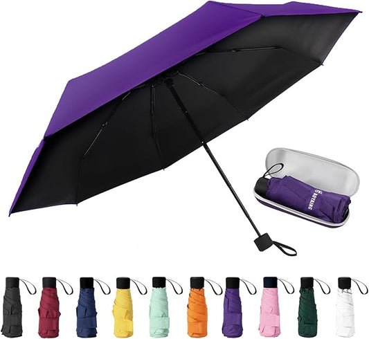 GAOYAING Compact Travel Umbrella with Case Sun&Rain Lightweight Small and Compact Suit for Pocket