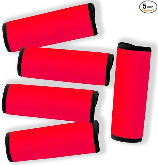 Neoprene Luggage Handle Wraps for Traveling Bright Color Luggage Tags|Handle Wraps|Handle Covers (Red)