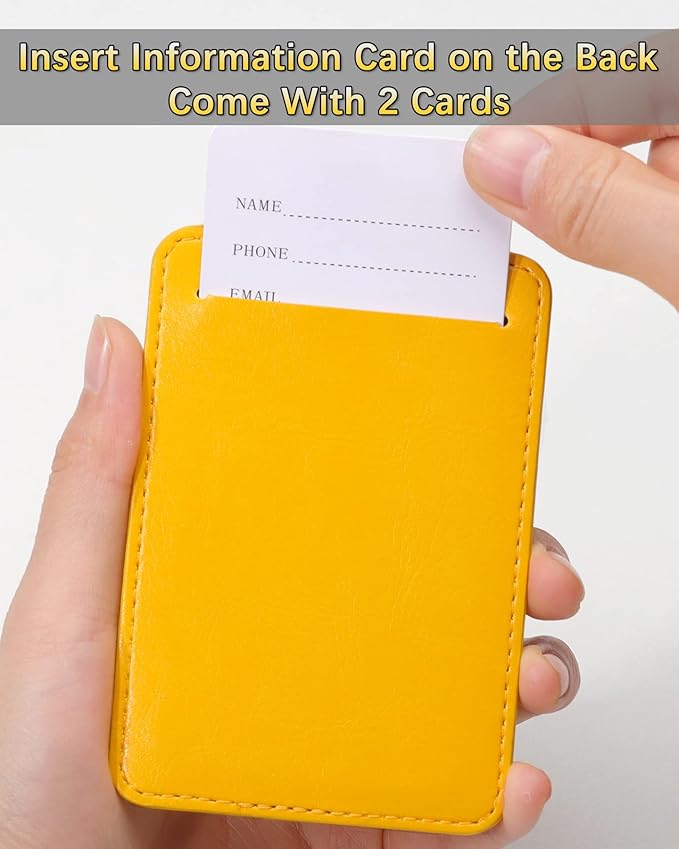 3 Pack Luggage Tags - Quick Install, Privacy Protection, Airplane Travel Essentials for Suitcases, Durable Leather - Yellow