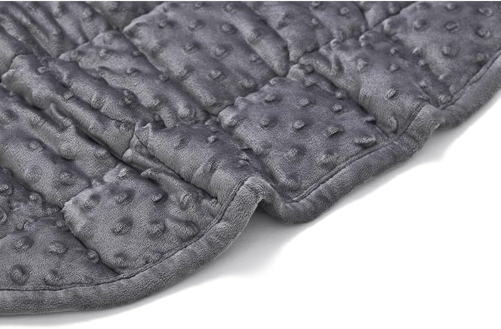 TONGDADA Weighted Lap Blanket 7lbs for Adult,Perfect for Relaxation, Lounging, Napping, Sleeping & Travel,Luxury Minky Weighted Body Blanket,Weighted Throw Blanket-Dark Grey Minky Dot, 29" x 24"