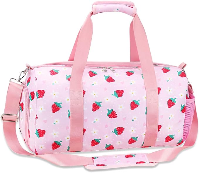 Gym Travel Duffle Bag for Girls - Gymnastics Sports Dance Bag with Shoe Compartment & Wet Pocket Panda Kids Travel Bag Teens Weekender Sleepover Carry On Bag